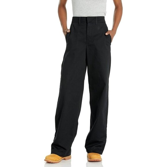 Dickies High Rise Wide Leg Twill Pants black NEW 36R (16) work trouser flat - Picture 1 of 7